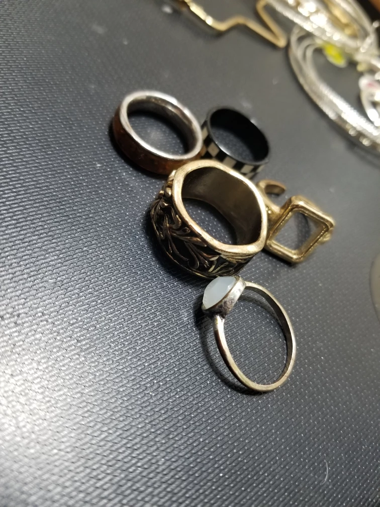 Lot of 5 Unique Rings - Gold, Silver & Black