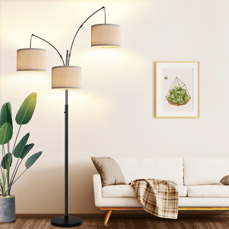 3-Light Dimmable Arc Floor Lamp with LED Bulbs