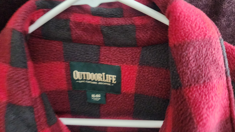 Men's Outdoor Life Red and Black Plaid Fleece Shirt - Size XL - photo 2