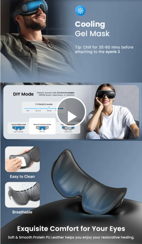 EYE MASSAGER - Bluetooth, Voice Control, Heat & Cooling Therapy image indicator(8)