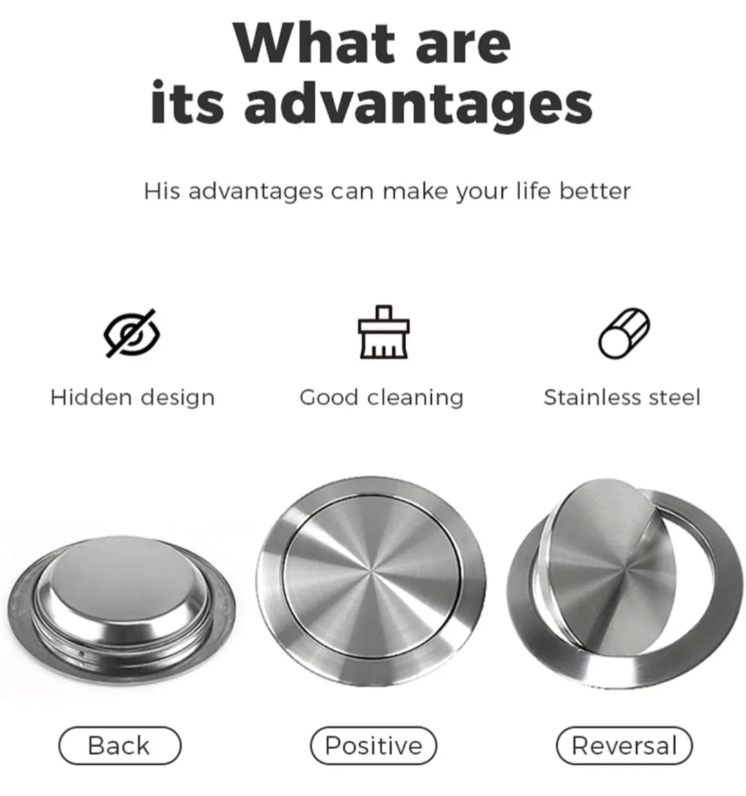 Stainless Steel HIDDEN TRASH CAN Cover - Silver image indicator(3)