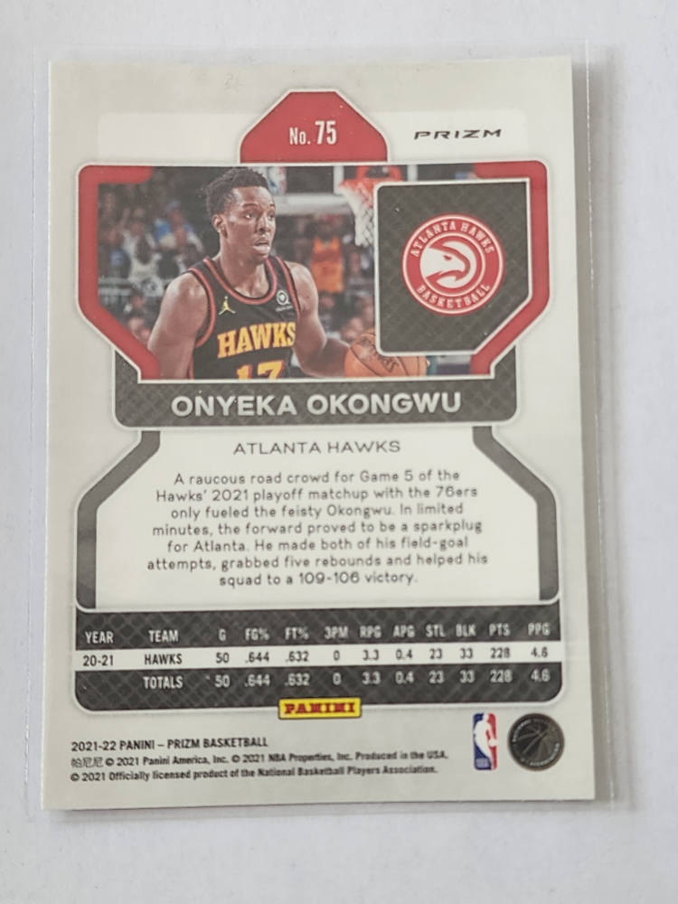 2021-22 Panini Prizm Onyeka Okongwu Atlanta Hawks 🏈 - photo 2