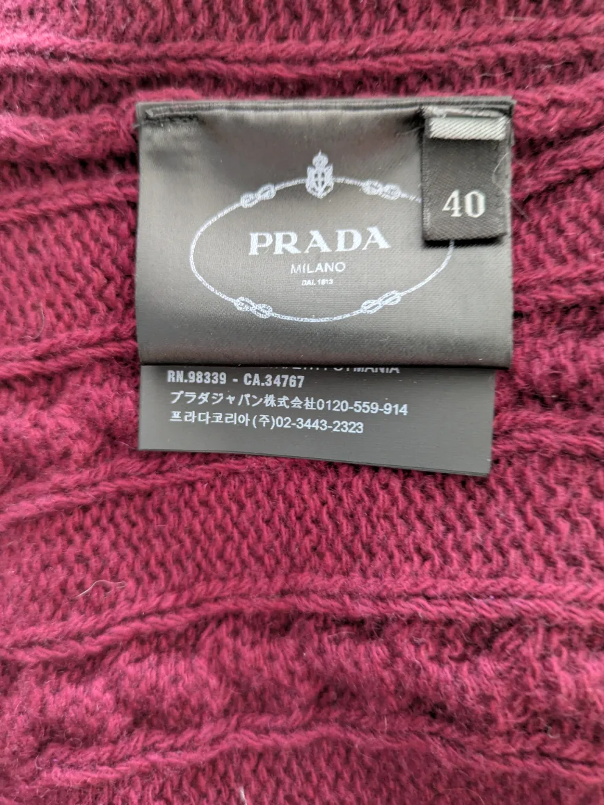 Prada Bordeaux Cable Knit Sweater Size 40 image indicator(4)
