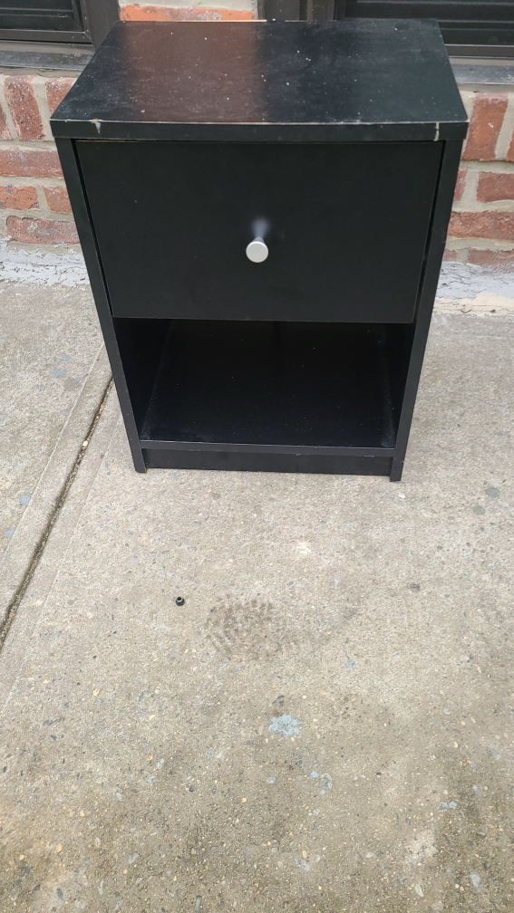 Black Nightstand with One Drawer