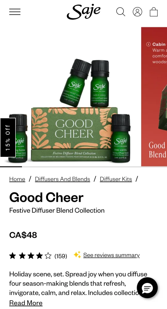 Saje Good Cheer Festive Diffuser Blend Collection image indicator(3)