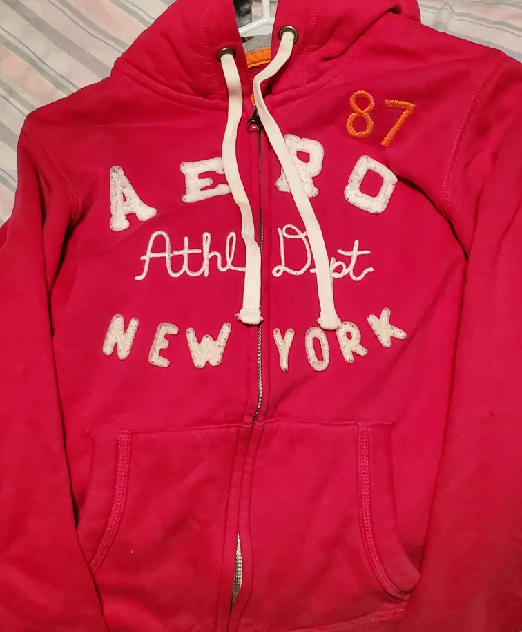 Aeropostale Zip-Up Hoodie - Red and Blue image indicator(2)