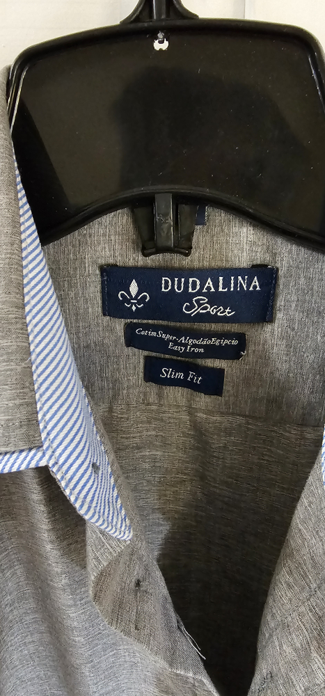 Men's Dudalina Sport Slim Fit Grey Long Sleeve Button-Down Shirt - photo 2