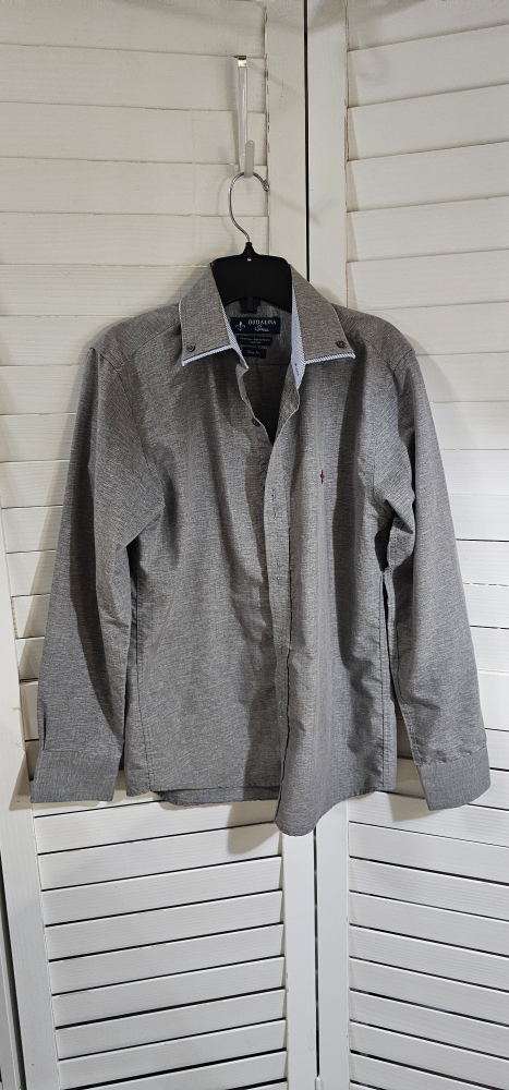 Men's Dudalina Sport Slim Fit Grey Long Sleeve Button-Down Shirt - photo 4