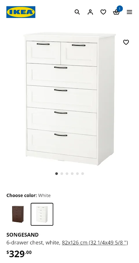 IKEA SONGESAND 6-Drawer Chest Dresser image indicator(2)