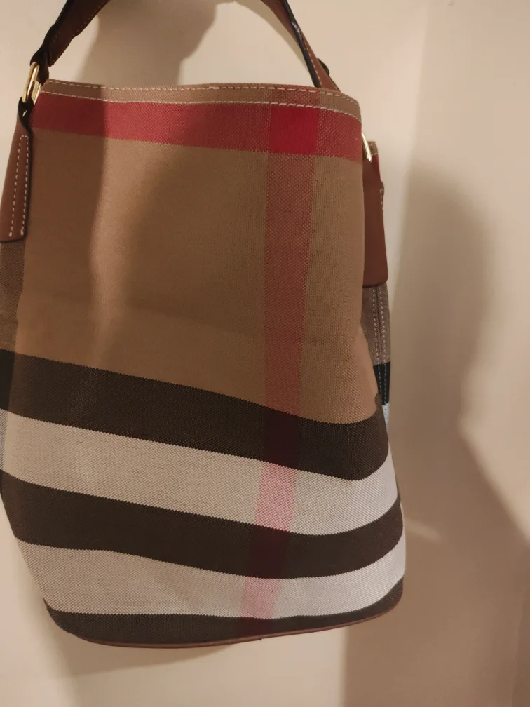 Burberry Tan and Pink Plaid handbag image indicator(3)