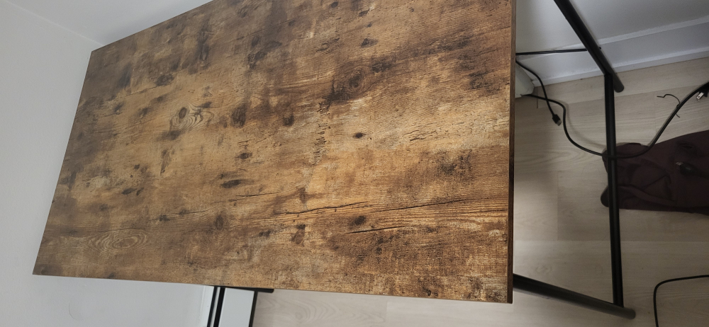 Rustic Brown Writing Desk with Black Metal Legs - photo 2