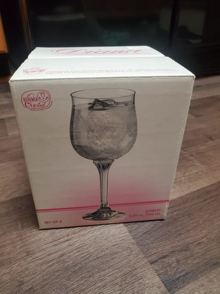 Goblet Set of 4 Bohemia Crystal-Czechoslovakia-NEW in box image indicator(2)
