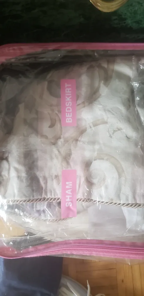 Elegant Floral Queen Bedskirt and Sham, Two Pillow cases set image indicator(2)