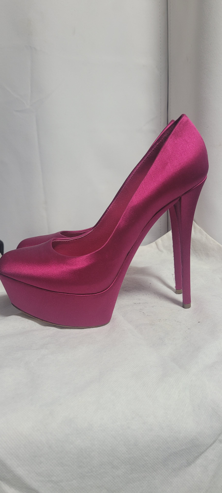 CASADEI Pink Satin Platform Heels - photo 2