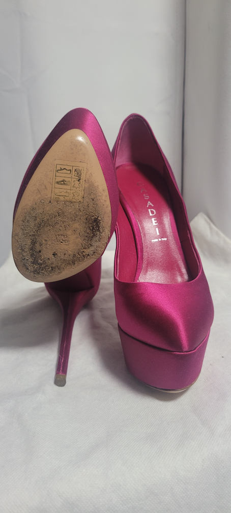 CASADEI Pink Satin Platform Heels - photo 4