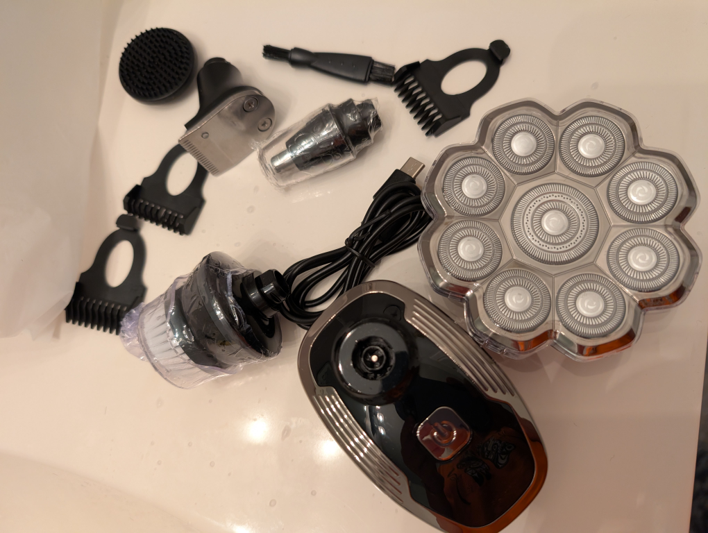 9-Head Electric Rotary Shaver with Attachments