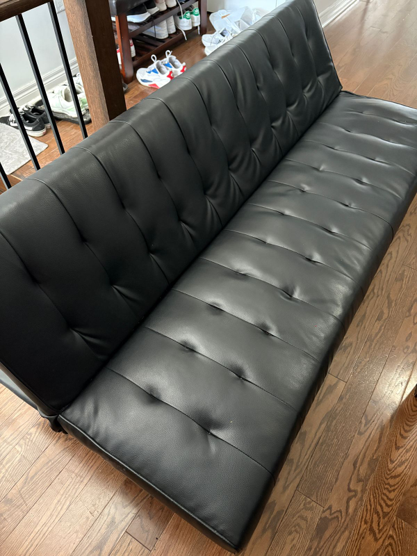 Black Faux Leather Futon Sofa Bed - photo 4