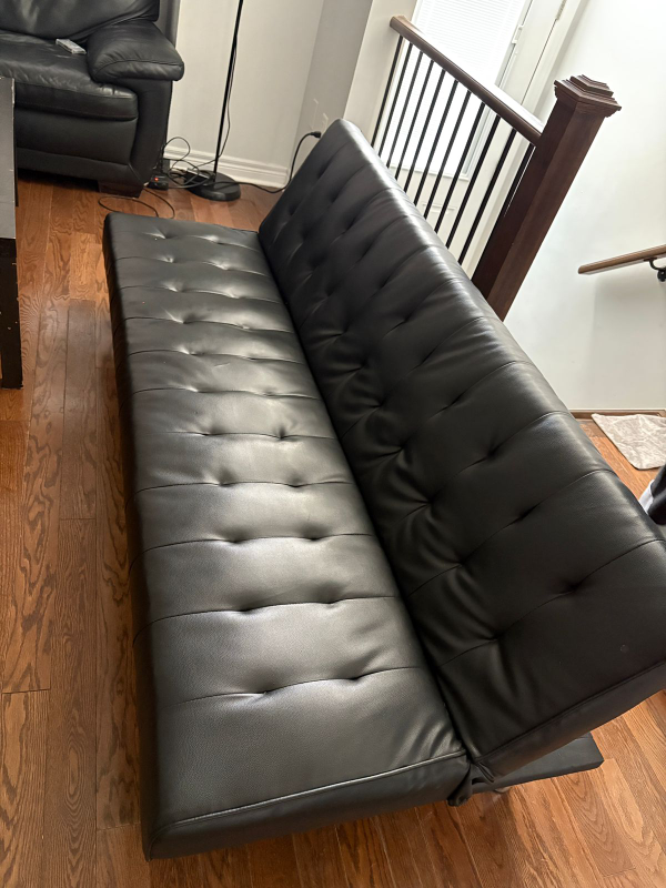 Black Faux Leather Futon Sofa Bed - photo 5