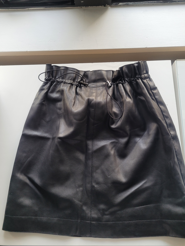Black Faux Leather Mini Skirt with Elastic Waist