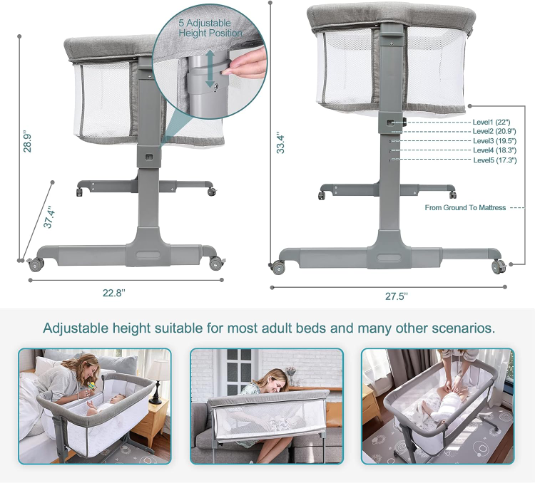 Baby Bassinet with Adjustable Height and Anti-Reflux Design - photo 5