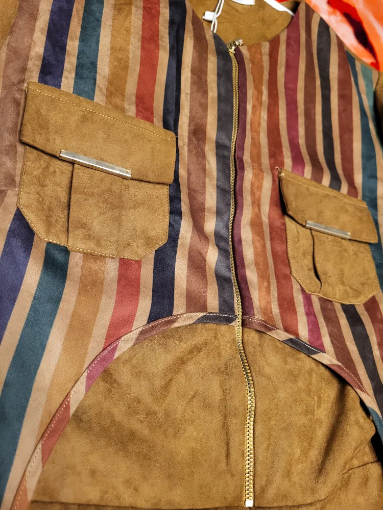 Striped Suede Dress with Keyhole Detail image indicator(3)