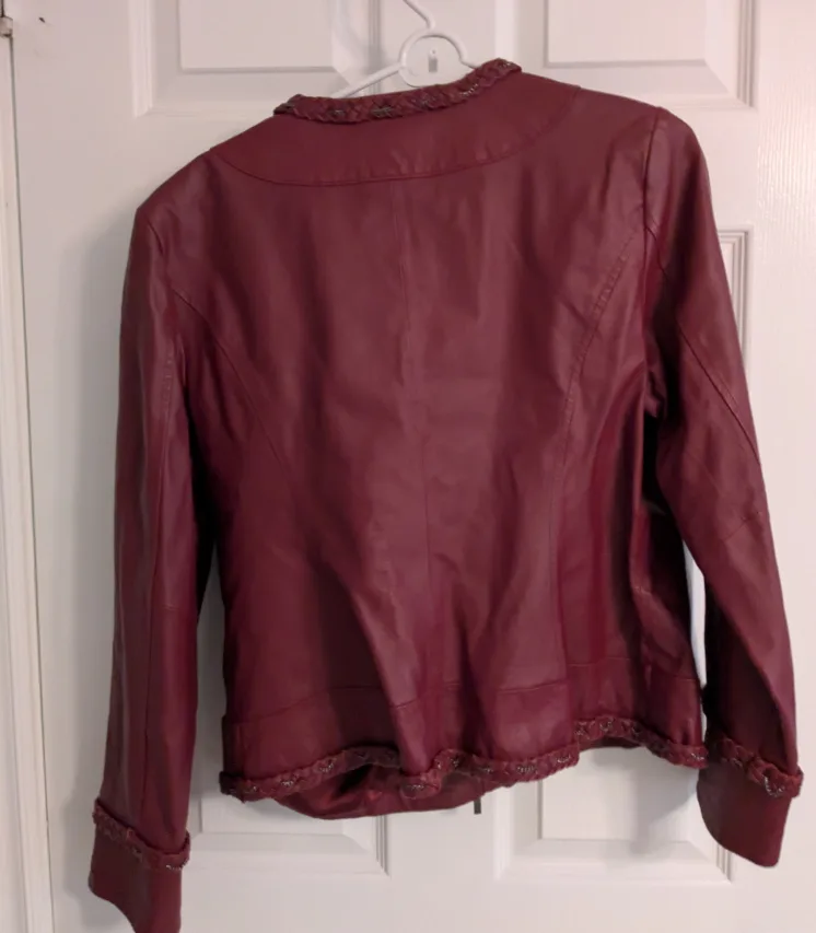 Women's Guillaume Red Leather Jacket - L image indicator(3)