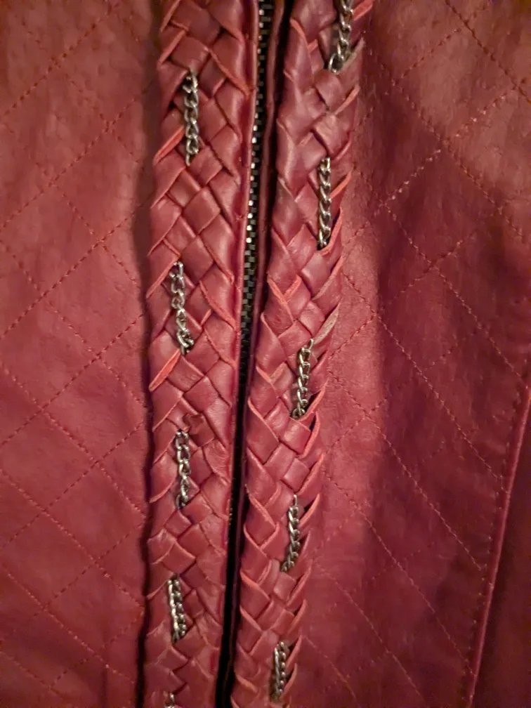 Women's Guillaume Red Leather Jacket - L image indicator(7)