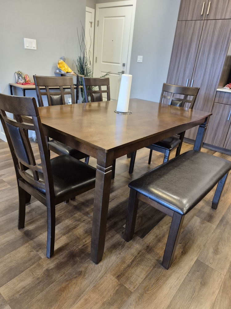 Dining table set with bench