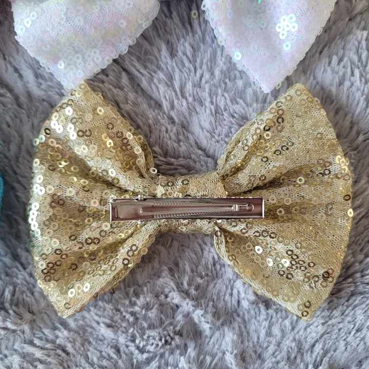 Sequin Hair Bows with Alligator Clips - Set of 4 - NEW image indicator(2)