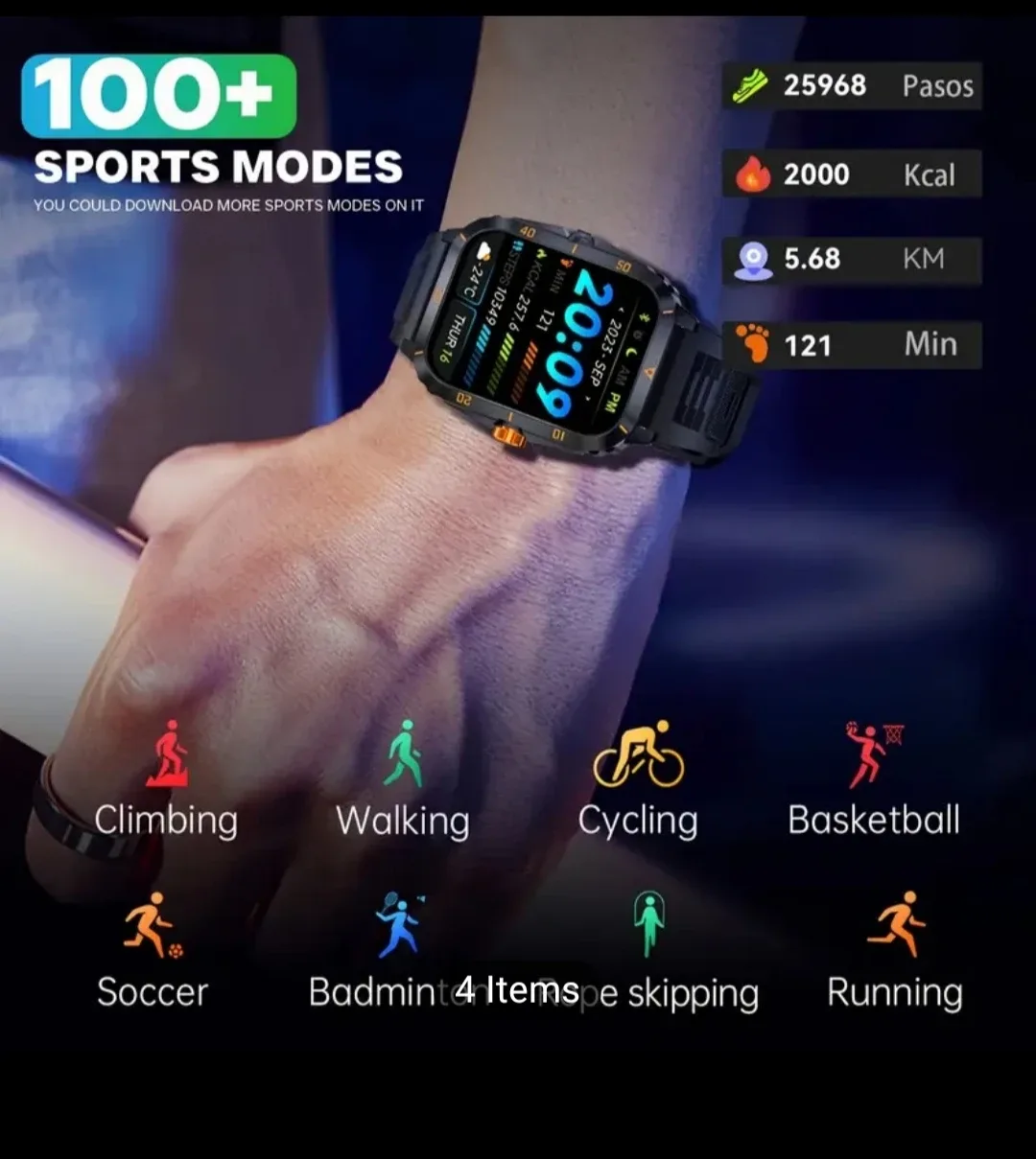 New in Box Smartwatch with 100+ Sports Modes & Metal Band image indicator(2)