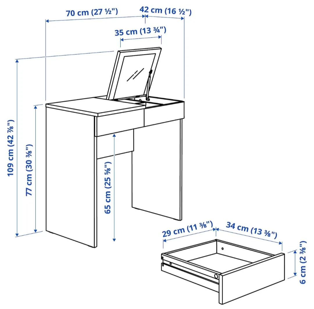Vanity Desk with Mirror and Drawer image indicator(5)