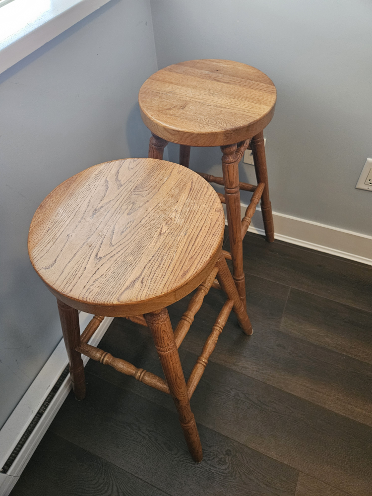 Pair of Wooden Bar Stools - photo 2