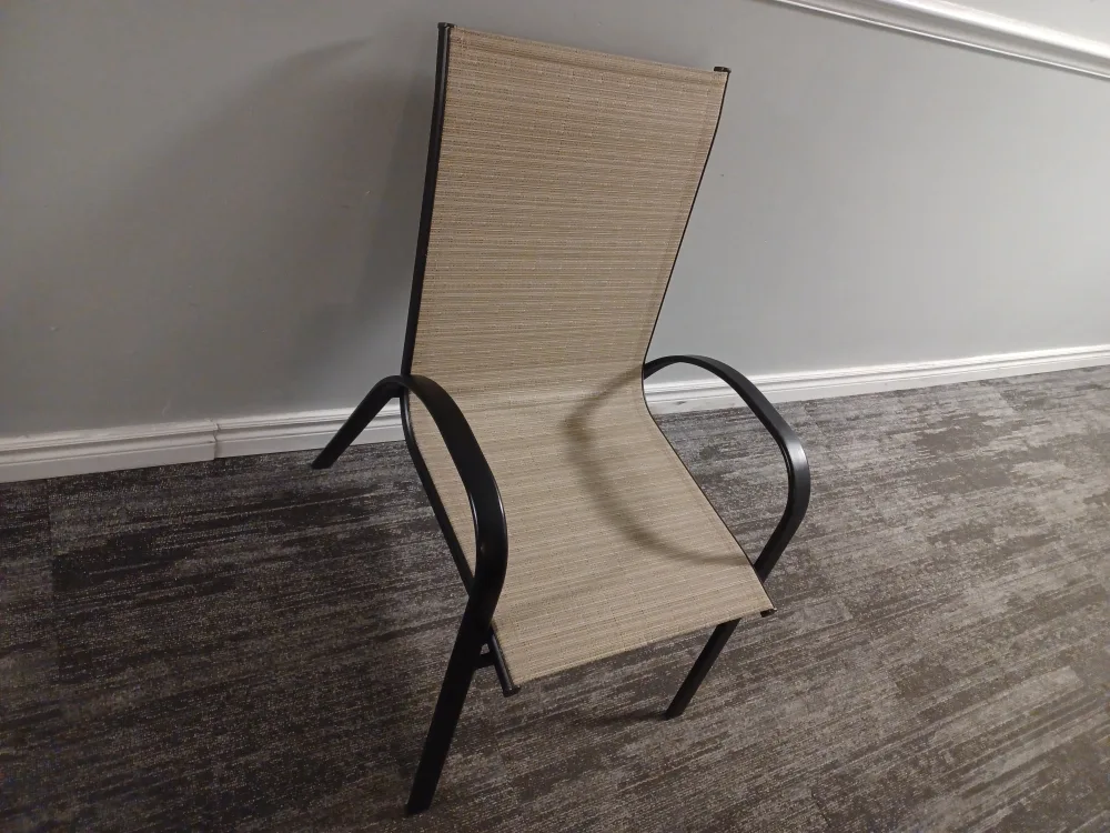 Beige Sling Patio Chair with Black Frame image indicator(2)