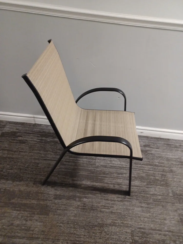 Beige Sling Patio Chair with Black Frame image indicator(6)