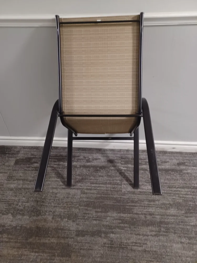 Beige Sling Patio Chair with Black Frame image indicator(10)