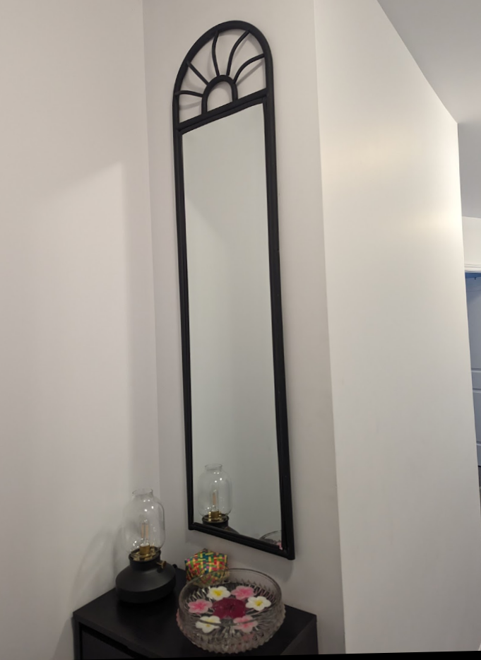 Full-Length Black Metal Arch Mirror. free delivery
