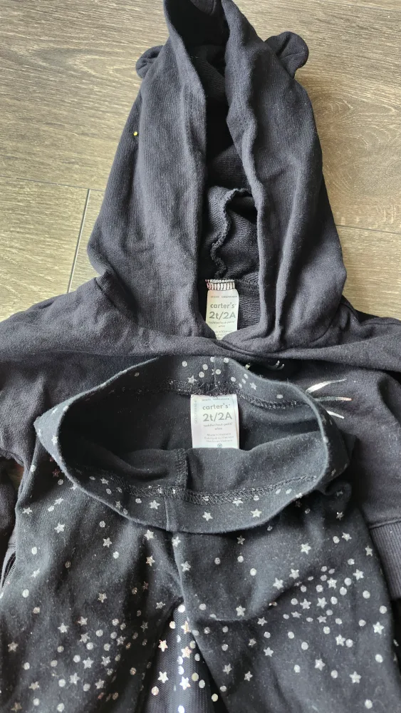 Carter's Girls' Size 2T Black Hoodie and Leggings Set image indicator(3)