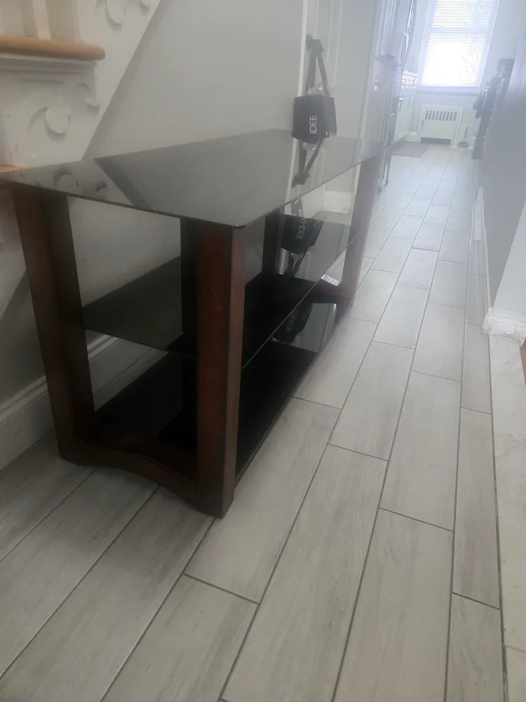 Black Glass TV Stand with Wooden Legs image indicator(6)