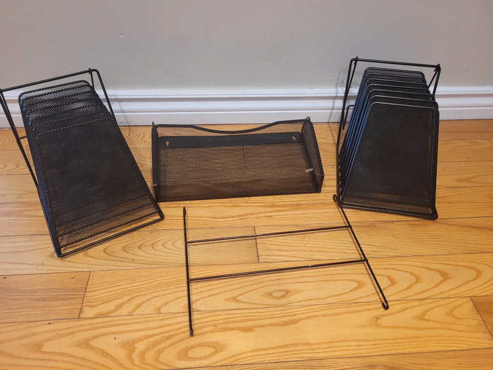 Black Metal Desk Organizers - 2 x File Sorters & Magazine Rack image indicator(5)