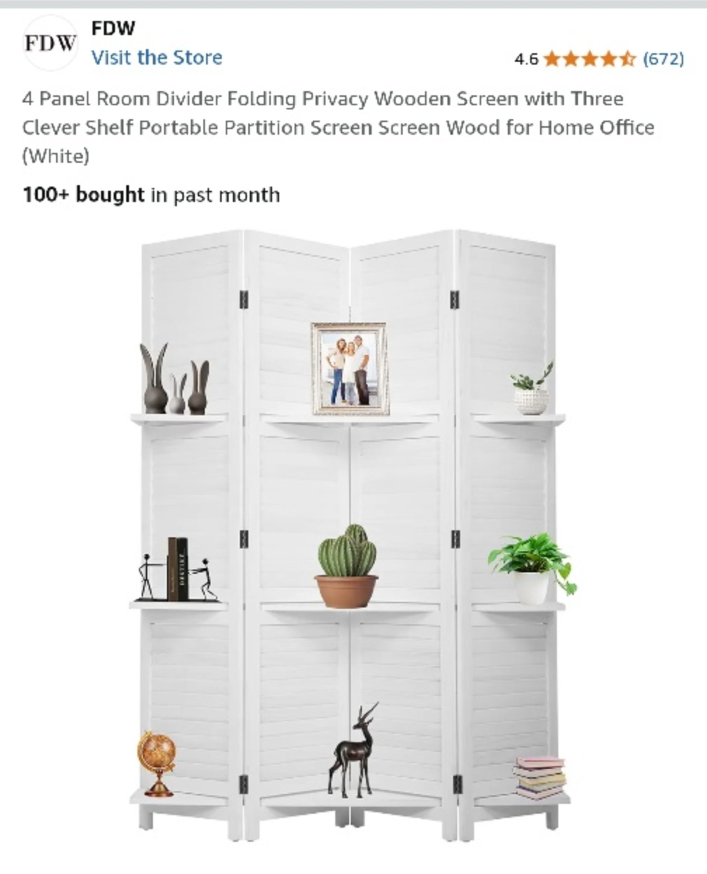 White Wooden Room Divider with Shelves