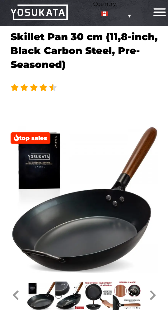 Carbon steel skillet pan 11.8 in / 30 cm - photo 2