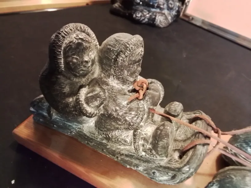 Eskimo Soapstone Carving - Dog Sled Team image indicator(9)