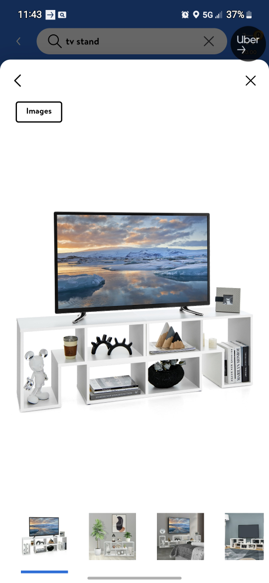Modern White TV Stand with Open Shelving