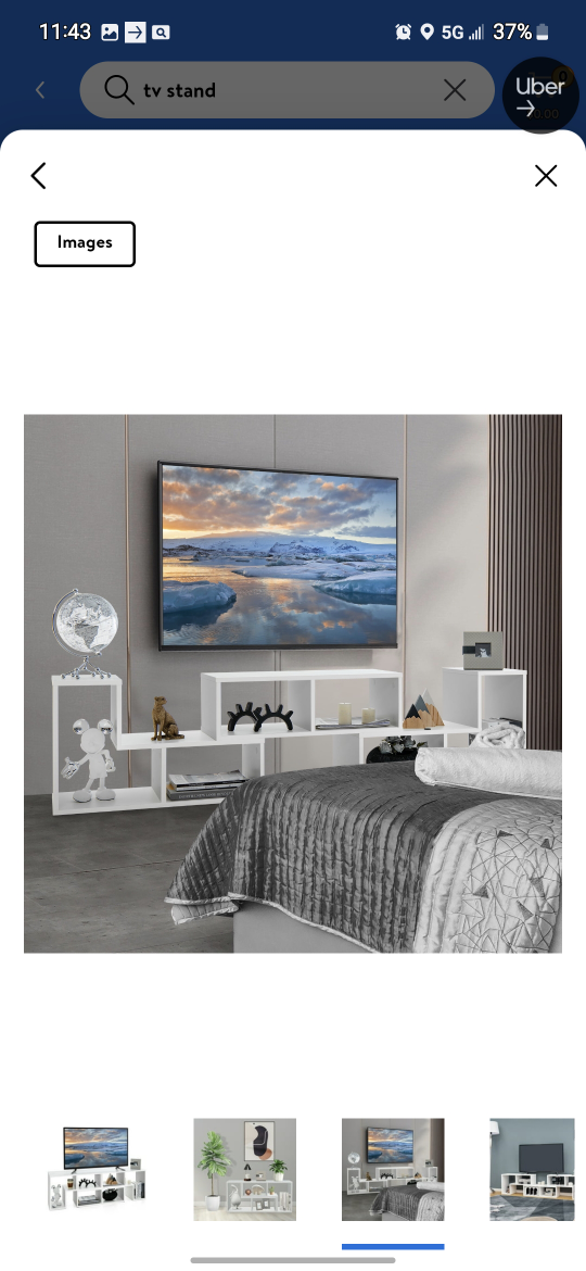 Modern White TV Stand with Open Shelving - photo 3
