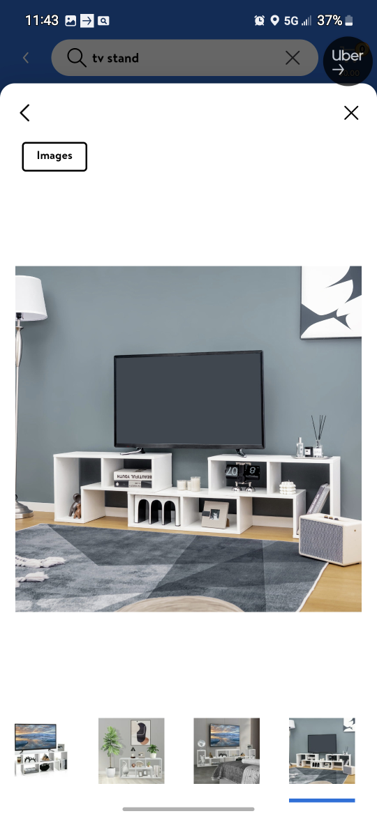 Modern White TV Stand with Open Shelving - photo 4