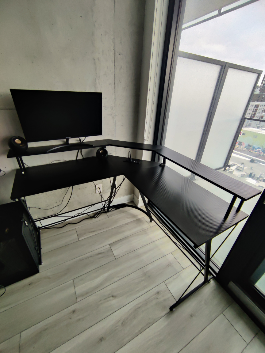 Mr IRONSTONE Gaming Desk – L-Shaped, Power Outlet – 50”