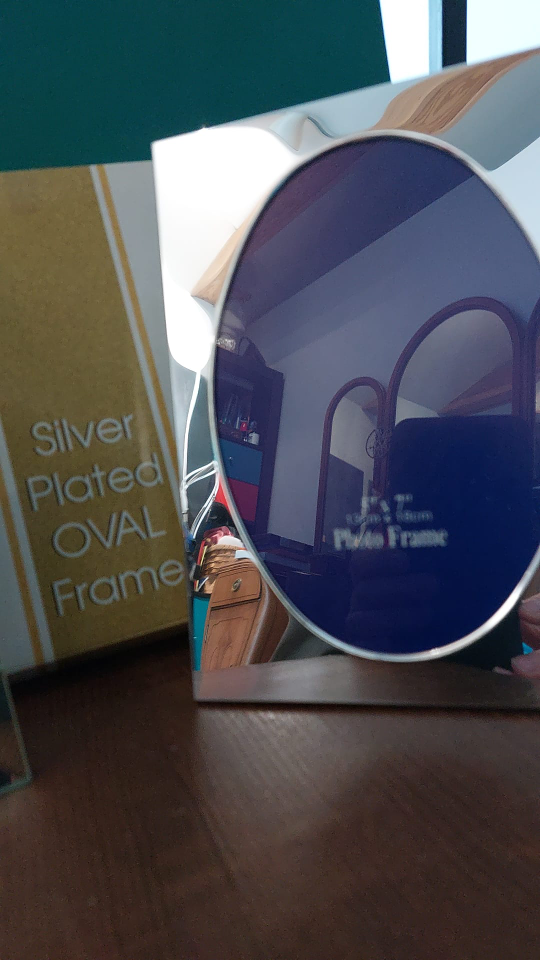 Two Photo Frames - Silver Plated Oval & Bevelled Mirror - photo 3