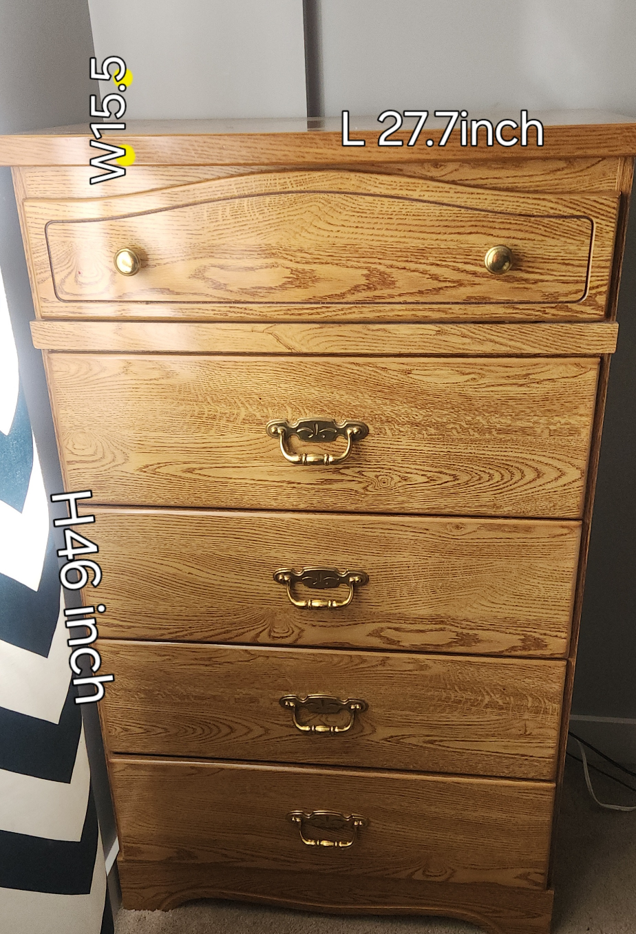 Five-Drawer Wooden Chest of Drawers