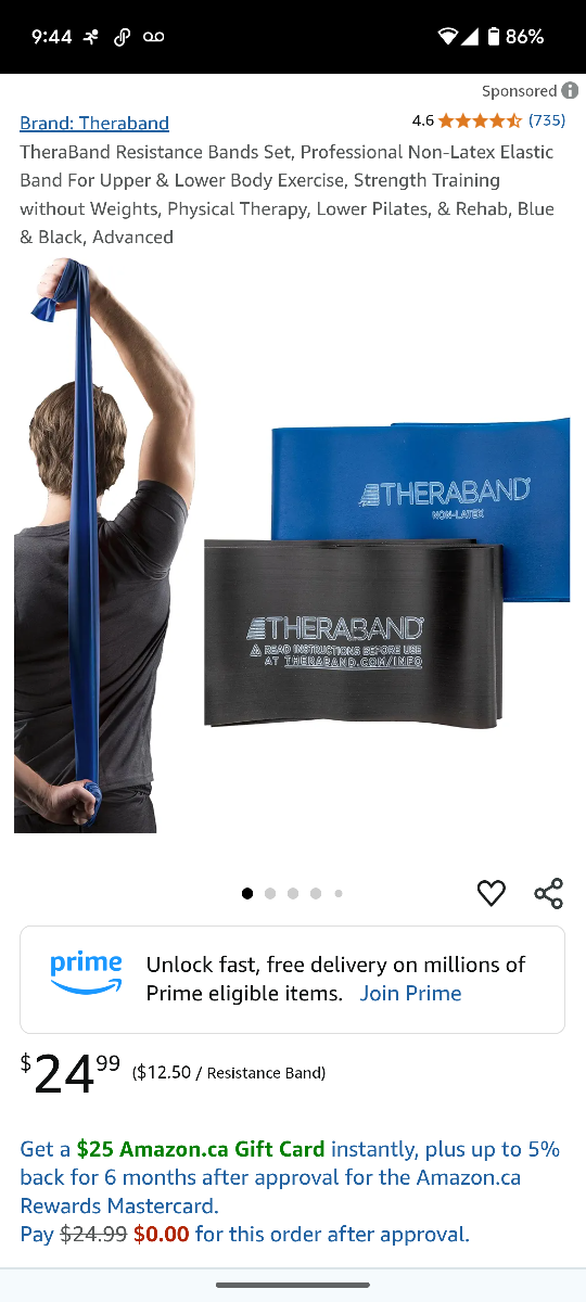 TheraBand Resistance Bands Set, Non-Latex, Blue/Black