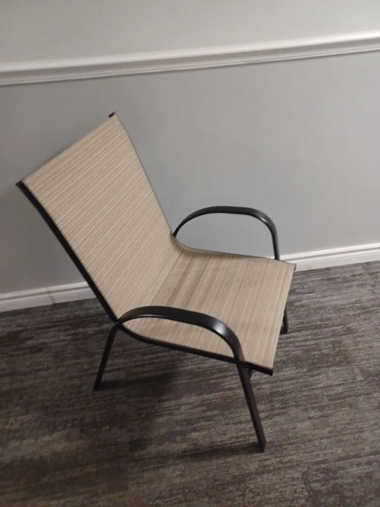 Beige Sling Patio Chair with Black Frame image indicator(8)